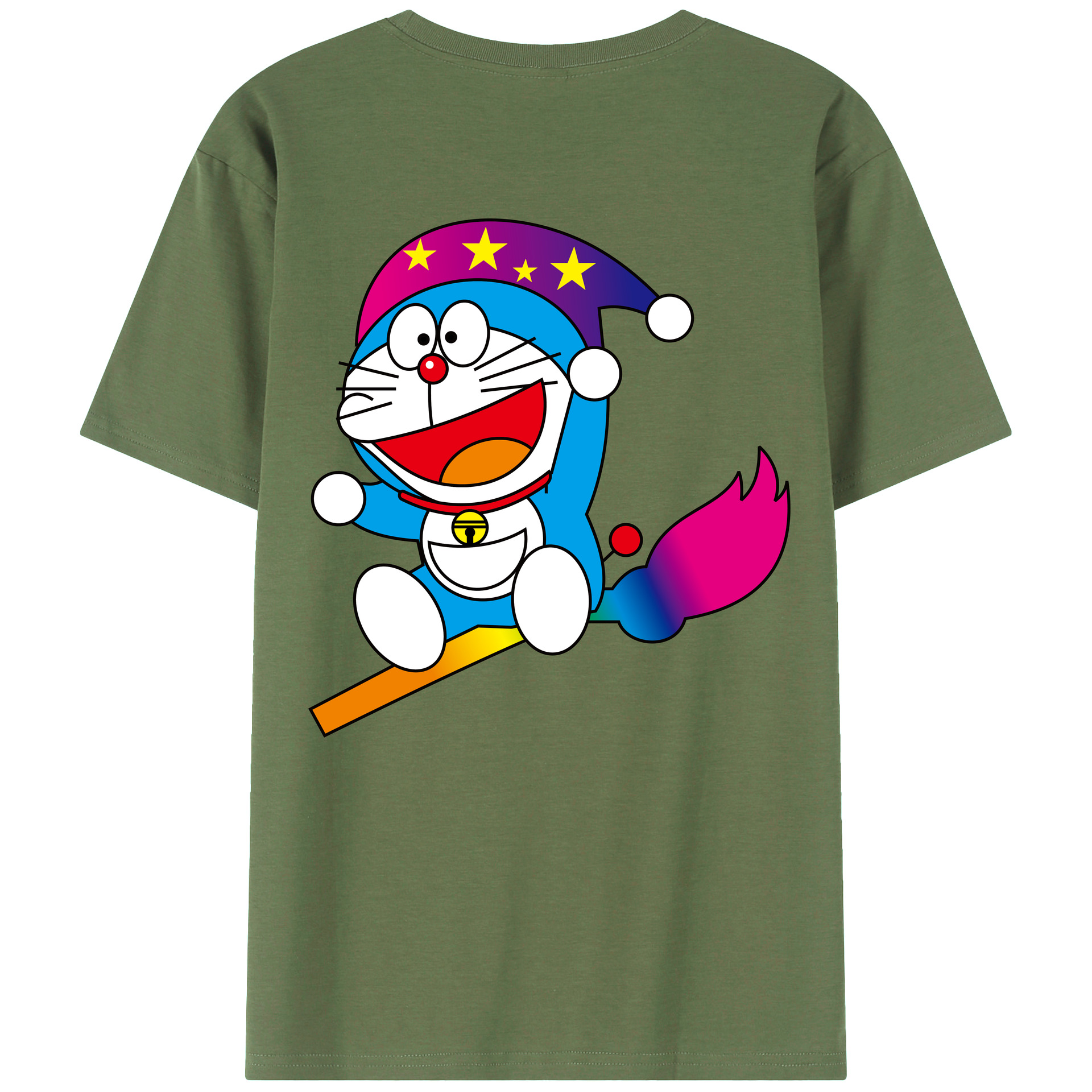 （画像用） ドラえもん Doraemon 綿100％ メンズ半袖Tシャツ（バックプリント） 通気性